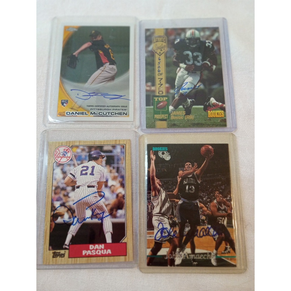 Autographed Sports Card Lot Daniel McCutchen Dan Pasqua James Bostic John Amaech